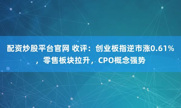 配资炒股平台官网 收评：创业板指逆市涨0.61%，零售板块拉升，CPO概念强势